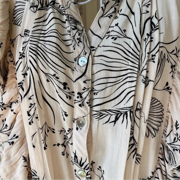 Anthropologie especia ruffle button up blouse novelty print long sleeve size S - Picture 6 of 9